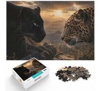 1000 Piece Jigsaw Puzzle for Adults, Black Panther and Leopard Close-Up | For quiet time before New Year, this adult jigsaw puzzle with 1000 pieces gives adults a calm winter activity.
