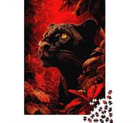 1000 Piece Jigsaw Puzzle for Adults, Black Panther in Red Jungle | For winter weekends, this adult jigsaw puzzle with 1000 pieces is well suited to quiet nights during Christmas and New Year.