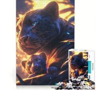 1000 Piece Jigsaw Puzzle for Adults Black Panther Mother And Cub, Practical Game, Stress Reliever, Deal As Gifts for The Whole Family 38x26cm