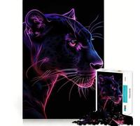 1000 Piece Jigsaw Puzzle for Adults Black Panther Neon Animal Clean Edge Game, Logic Skill Play, Idle Play Game, Xmas Art Display (50x75cm)