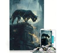1000 Piece Jigsaw Puzzle for Adults Black Panther on Ancient Ruins, Practical Game, Stress Reliever, Deal As Gifts for The Whole Family 50x75cm