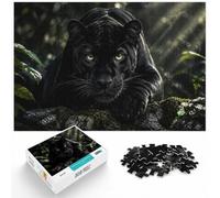 1000 Piece Jigsaw Puzzle for Adults, Black Panther Portrait with Green Eyes | For relaxed weekends at home, this adult jigsaw puzzle with 1000 pieces offers a classic activity for adults.