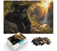 1000 Piece Jigsaw Puzzle for Adults, Black Panther with Intense Yellow Eyes | For Christmas and winter evenings, this adult jigsaw puzzle with 1000 pieces suits quiet moments between celebrations.