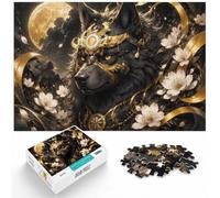 1000 Piece Jigsaw Puzzle for Adults, Black Rottweiler Dog with Gold Accents | For puzzle lovers in winter: Adult jigsaw puzzle with 1000 pieces; for cosy evenings and screen-free holiday time.