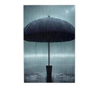 1000 Piece Jigsaw Puzzle for Adults,Black Umbrella in The rain, Puzzles with Letters on Back, Challenging Puzzle for Game Night Home Décor, 19.7 x 29.5