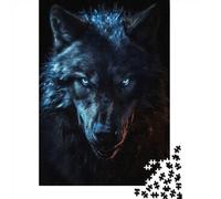 1000-Piece Jigsaw Puzzle for Adults, Black Wolf Blue Eyes, 38x26cm/1000pcs, Shared Puzzle Activity, Relaxing Evenings And Weekend Downtime