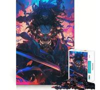 1000 Piece Jigsaw Puzzle for Adults Blaze of The Demon Samurai Clean Edge Game, Logic Skill Play, Idle Play Game, Xmas Art Display (38x52cm)