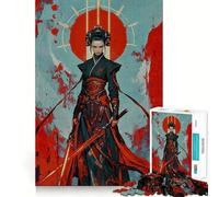1000 Piece Jigsaw Puzzle for Adults Blood Moon Samurai Queen Clean Edge Game, Logic Skill Play, Idle Play Game, Xmas Art Display (38x52cm)