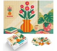 1000 Piece Jigsaw Puzzle for Adults, Bloom Flowers in Striped Vase | For holiday gatherings and quieter moments, this adult jigsaw puzzle with 1000 pieces creates puzzle time on colder days.
