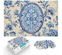 1000 Piece Jigsaw Puzzle for Adults, Blue and White Floral Oval Design | For a break from screens, this adult jigsaw puzzle with 1000 pieces fits quiet evenings and weekends.