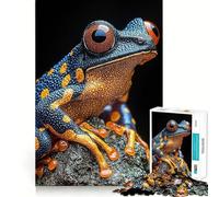 1000 Piece Jigsaw Puzzle for Adults Blue And Yellow Poison Dart Frog Clean Edge Game, Logic Skill Play, Idle Play Game, Xmas Art Display (38x26cm)