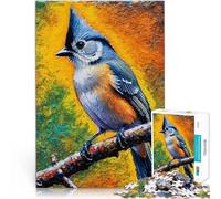 1000 Piece Jigsaw Puzzle for Adults Blue-Crested Tit Bird Painting Lustige Spiele Künstlersammlung, Bildende Kunst52x38cm