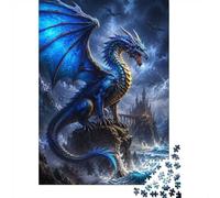 1000 Piece Jigsaw Puzzle for Adults, Blue Dragon Castle Storm
