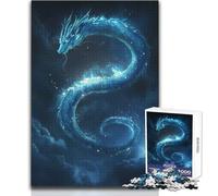 1000 Piece Jigsaw Puzzle for Adults Blue Dragon in The Clouds Educational Family Game Presents for Women Secret Santa Gifts Size 38x26cm