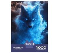 1000 Piece Jigsaw Puzzle for Adults Blue Fire Wolf Jigsaw Puzzle Toy Wall Decor Wall Decoration Difficult And Challenge 38x26cm/1000pcs