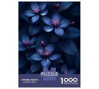 1000 Piece Jigsaw Puzzle for Adults, Blue Flowers with Pink Artwork, Challenging Brain Teaser, Holiday Family Game, Premium Puzzle Pieces, 52x38cm/1000pcs