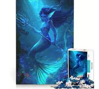 1000 Piece Jigsaw Puzzle for Adults Blue Mermaid Trident Underwater, Practical Game, Stress Reliever, Deal As Gifts for The Whole Family 38x26cm
