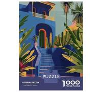 1000 Piece Jigsaw Puzzle for Adults Blue Moroccan House Adult Jigsaw Relaxing Games Perfect Decoration Unique Gifts for Birthday And Christmas 38x26cm/1000pcs