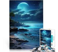 1000 Piece Jigsaw Puzzle for Adults Blue ocean night sky Made of cardboard for age 14 years and over learning educational game Improving love between couples。size：26x38cm/10.24x14.96inch