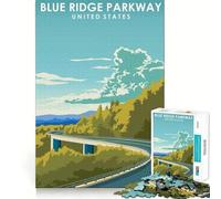 1000 Piece Jigsaw Puzzle for Adults Blue Ridge Parkway Art Clean Edge Game, Logic Skill Play, Idle Play Game, Xmas Art Display (38x52cm)