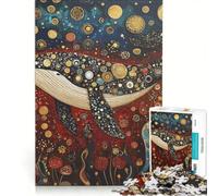 1000 Piece Jigsaw Puzzle for Adults Blue Whale in A Golden Starry Ocean, Practical Game, Stress Reliever, Deal As Gifts for The Whole Family 50x75cm