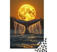 1000 Piece Jigsaw Puzzle for Adults, Blue Whale Tail Moon Humpback Whale, 52x38cm/1000pcs, Shared Puzzle Activity, Relaxing Evenings And Friends And Family