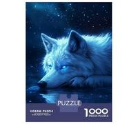 1000 Piece Jigsaw Puzzle for Adults Blue Wolf Starlight -2 Adult Jigsaw Puzzle Relaxing Games Staycation Kill Time Difficult And Challenge 38x26cm/1000pcs