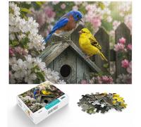 1000 Piece Jigsaw Puzzle for Adults, Bluebird and Yellow Bird on Branch | For quiet Christmas days: 1000-piece jigsaw puzzle for adults offers 1000 pieces for the Christmas break.