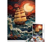 1000 Piece Jigsaw Puzzle for Adults Boat in The Storm Fun Interactive Family Experience Wonderful Holiday Giftsing Choice (38x26cm)