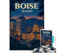 1000 Piece Jigsaw Puzzle for Adults Boise Idaho Cityscape at Night Challenging To Complete But Fun And Humorous Relaxing Games for Ages 14 And over (38x52cm)