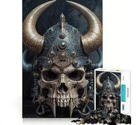1000 Piece Jigsaw Puzzle for Adults Bold Nordic Warrior Skull Clean Edge Game, Logic Skill Play, Idle Play Game, Xmas Art Display (38x26cm)