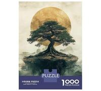 1000 Piece Jigsaw Puzzle for Adults, Bonsai Tree Moon Artwork, Family Game Night, Winter Indoor Entertainment, Premium Thick Cardboard, 70x50cm/1000pcs