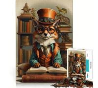 1000 Piece Jigsaw Puzzle for Adults Book Smart Steampunk Fox Clean Edge Game, Logic Skill Play, Idle Play Game, Xmas Art Display (38x26cm)