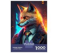 1000 Piece Jigsaw Puzzle for Adults Boss Fox in Suit Adult Jigsaw Puzzle Toy Wall Decor Precision Cutting Unique Gifts for Birthday And Christmas 52x38cm/1000pcs