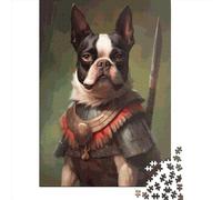 1000 Piece Jigsaw Puzzle for Adults Boston Terrier Viking Puzzles 1000 Pieces Paper Board Jigsaw- Relax Puzzles Games-Brain Teaser Puzzle 1000pcs (38x26cm)