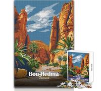 1000 Piece Jigsaw Puzzle for Adults Bou-Hedma Tunisia Travel Poster But Fun And Humorous Educational Game Gifts for Women Men (size 50x75cm)