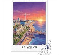 1000 Piece Jigsaw Puzzle for Adults, Brighton Pier and Skyline at Sunset