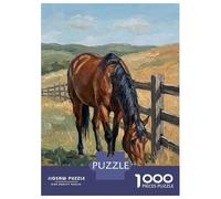 1000 Piece Jigsaw Puzzle for Adults Brown Horse Grazing by A Fence Puzzles for Adults Toy Wall Decor Presents for Women Difficult And Challenge 52x38cm/1000pcs