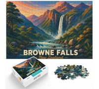 1000 Piece Jigsaw Puzzle for Adults, Browne Falls New Zealand Travel Poster | For puzzle time at home: Adult jigsaw puzzle with 1000 pieces offers a classic activity for adults.