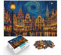1000 Piece Jigsaw Puzzle for Adults, Brussels, Belgium Cityscape Art | For relaxed weekends: Adult jigsaw puzzle with 1000 pieces offers a rewarding way to unwind at home.