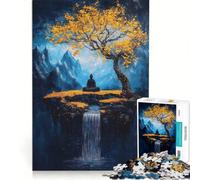 1000 Piece Jigsaw Puzzle for Adults Buddha Meditation Waterfall, Anti-Stress Toys, Difficult Challenge, Deal As Gifts for The Whole Family 38x52cm