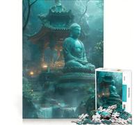 1000 Piece Jigsaw Puzzle for Adults Buddha on A Temple, Brain Teaser Game, Precision Cutting, Artists Collection, Fine Art 50x75cm