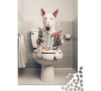 1000 Piece Jigsaw Puzzle for Adults, Bull Terrier on The Toilet, 70x50cm/1000pcs, Winter Indoor Activity, Home Relaxation And Puzzle Lover Downtime