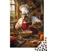 1000 Piece Jigsaw Puzzle for Adults, Bulldog Chef Cooking Kitchen | For the festive season, this adult jigsaw puzzle with 1000 pieces works as both a festive gift and an indoor activity.