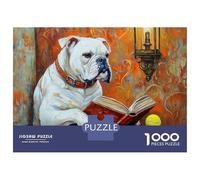 1000 Piece Jigsaw Puzzle for Adults Bulldog Reading A Book on A Toilet Puzzles for Adults Toy Wall Decor Presents for Women Difficult And Challenge 52x38cm/1000pcs