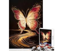 1000 Piece Jigsaw Puzzle for Adults Butterfly over Golden River Happy Indoor Family Gathering Fun Perfect Holiday Celebration Present (38x26cm)