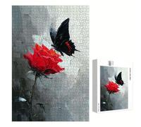 1000 Piece Jigsaw Puzzle for Adults, Butterfly & Roses Premium Wooden Puzzles with Poster, Classic Cut, Interlocking Pieces for Home Decor & Mindfulness 30 x 20 in - Aged 14+ Only (Not a Toy) P3#1251