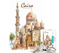 1000 Piece Jigsaw Puzzle for Adults Cairo City Watercolor Educational Challenge Hand Speed Race Brain Teaser Game for And from 14 Years And over (38x52cm)