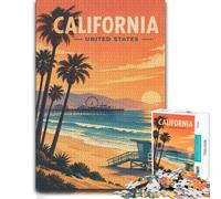 1000 Piece Jigsaw Puzzle for Adults, California United States Travel Poster | For a puzzle gift at Christmas, this adult jigsaw puzzle with 1000 pieces suits quiet moments between celebrations.