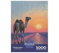 1000 Piece Jigsaw Puzzle for Adults, Camel in A Desert Sunset Artwork, Family Puzzle Fun, Perfect, Premium Thick Cardboard, 70x50cm/1000pcs
